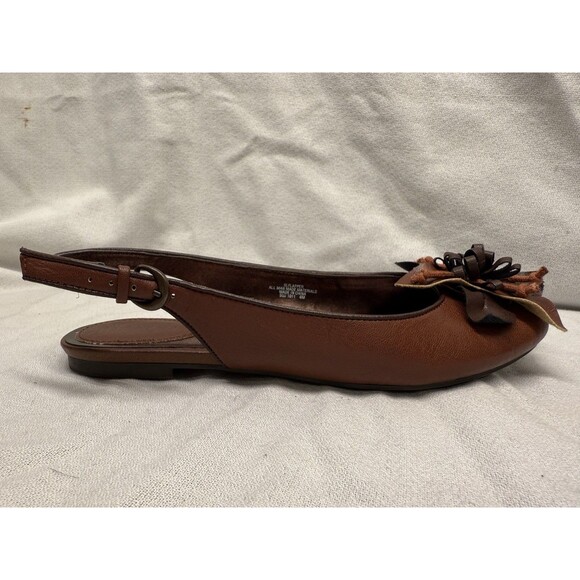 Sam & Libby women’s 6M brown flats open heel flower accent adjustable ankle - Picture 9 of 16